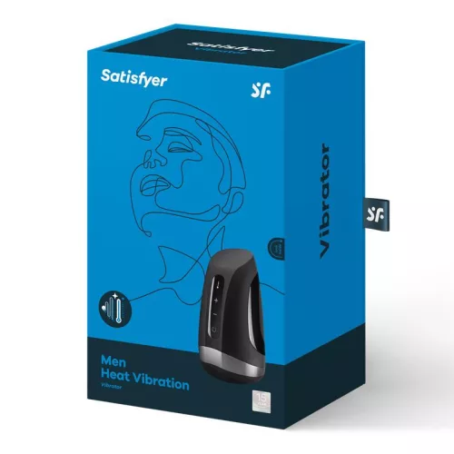 SATISFYER - Men Heat akkus, melegítős makk vibrátor, fekete