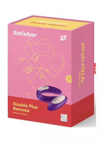 SATISFYER - Partner Double Plus újratölthető, távirányítós párvibrátor,  lila