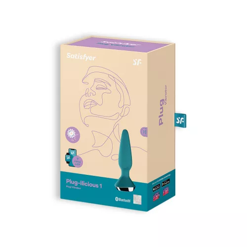 SATISFYER – Plug-ilicious 1 vibrációs anál plug, újratölthető, türkiz, 13,5 cm