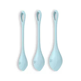 SATISFYER - Yoni Power 2 gésagolyó szett, kék (3 darabos)