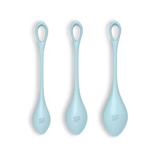 SATISFYER - Yoni Power 2 gésagolyó szett, kék (3 darabos)