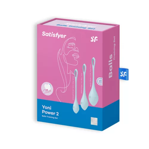 SATISFYER - Yoni Power 2 gésagolyó szett, kék (3 darabos)