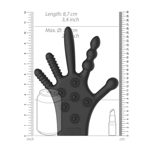FISTIT – Szilikon stimulációs kesztyű többféle textúrával, fekete, one size
