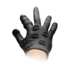 FISTIT – Szilikon stimulációs kesztyű többféle textúrával, fekete, one size