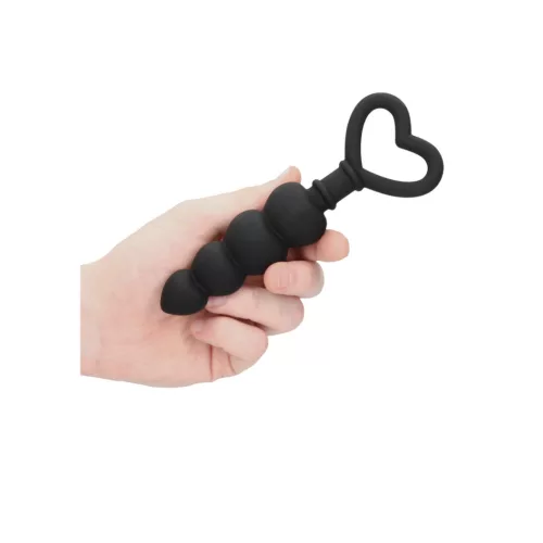 OUCH! – Szilikon flexibilis anál gyöngylánc, fekete, 15 cm