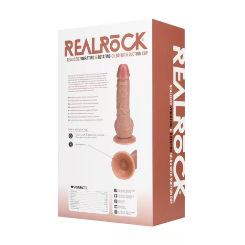 REALROCK – Vibráló és forgó dildó tapadókoronggal, újratölthető, 20,5 cm