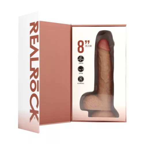 REALROCK – Vibráló és forgó dildó tapadókoronggal, újratölthető, 20,5 cm
