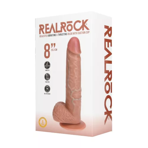 REALROCK – Vibráló és lökő dildó tapadókoronggal, újratölthető, 20,5 cm