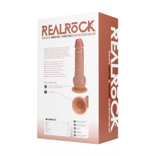REALROCK – Vibráló és lökő dildó tapadókoronggal, újratölthető, 20,5 cm