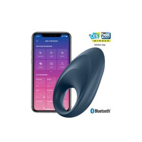   SATISFYER - Mighty One okos vibrációs péniszgyűrű, újratölthető, kék