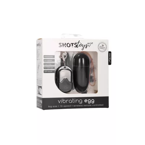 SHOTS TOYS – Távirányítós vibrációs tojás 10 fokozattal, fekete