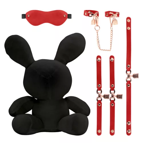S-LINE – Bondage plüss nyuszi, fekete, bársony