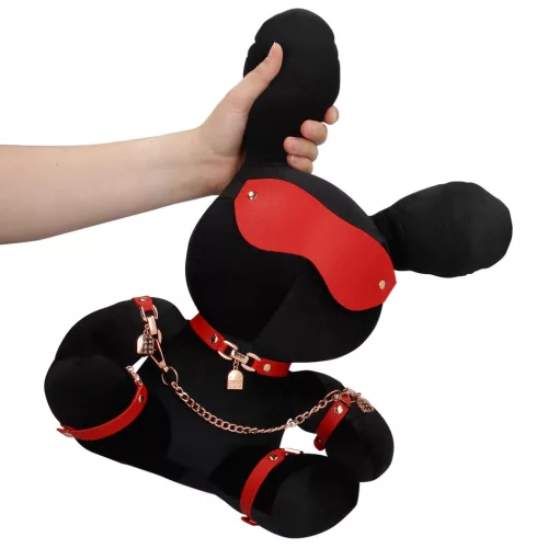 S-LINE – Bondage plüss nyuszi, fekete, bársony