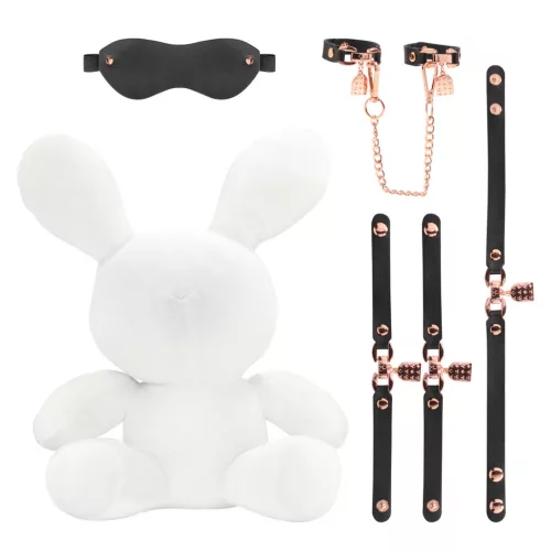 S-LINE – Bondage plüss nyuszi, fehér, bársony