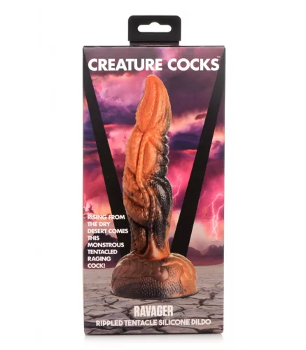 CREATURE COCKS - Ravager textúrált szilikon dildó, 20cm, narancs